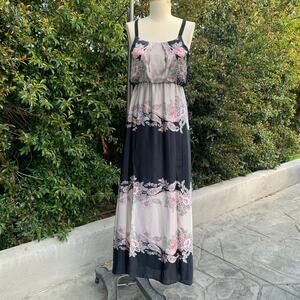 Guess by Marciano Silky Floral Maxi Dress Black Pink Women’s 2